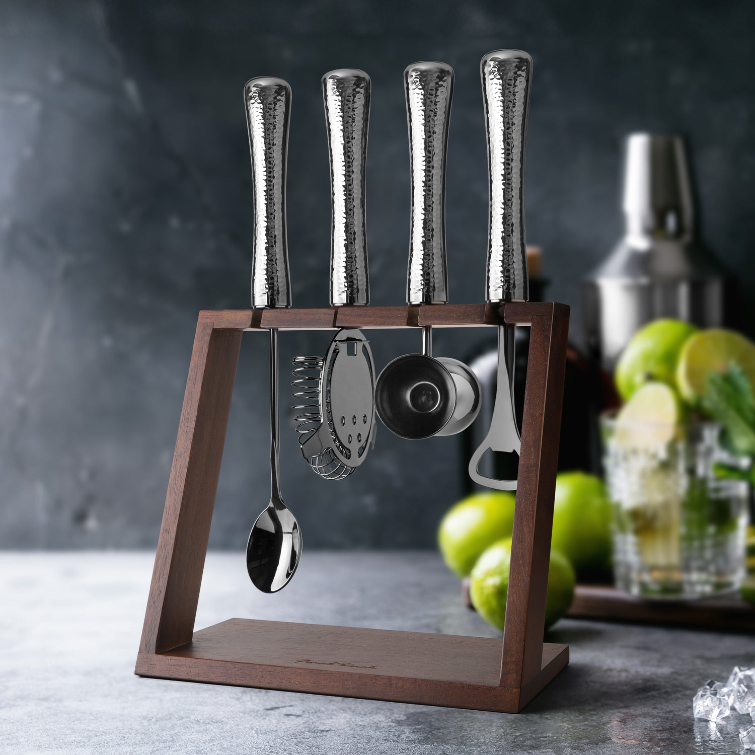 Yarai Cocktail Shaker & Jigger Set - Black Chrome