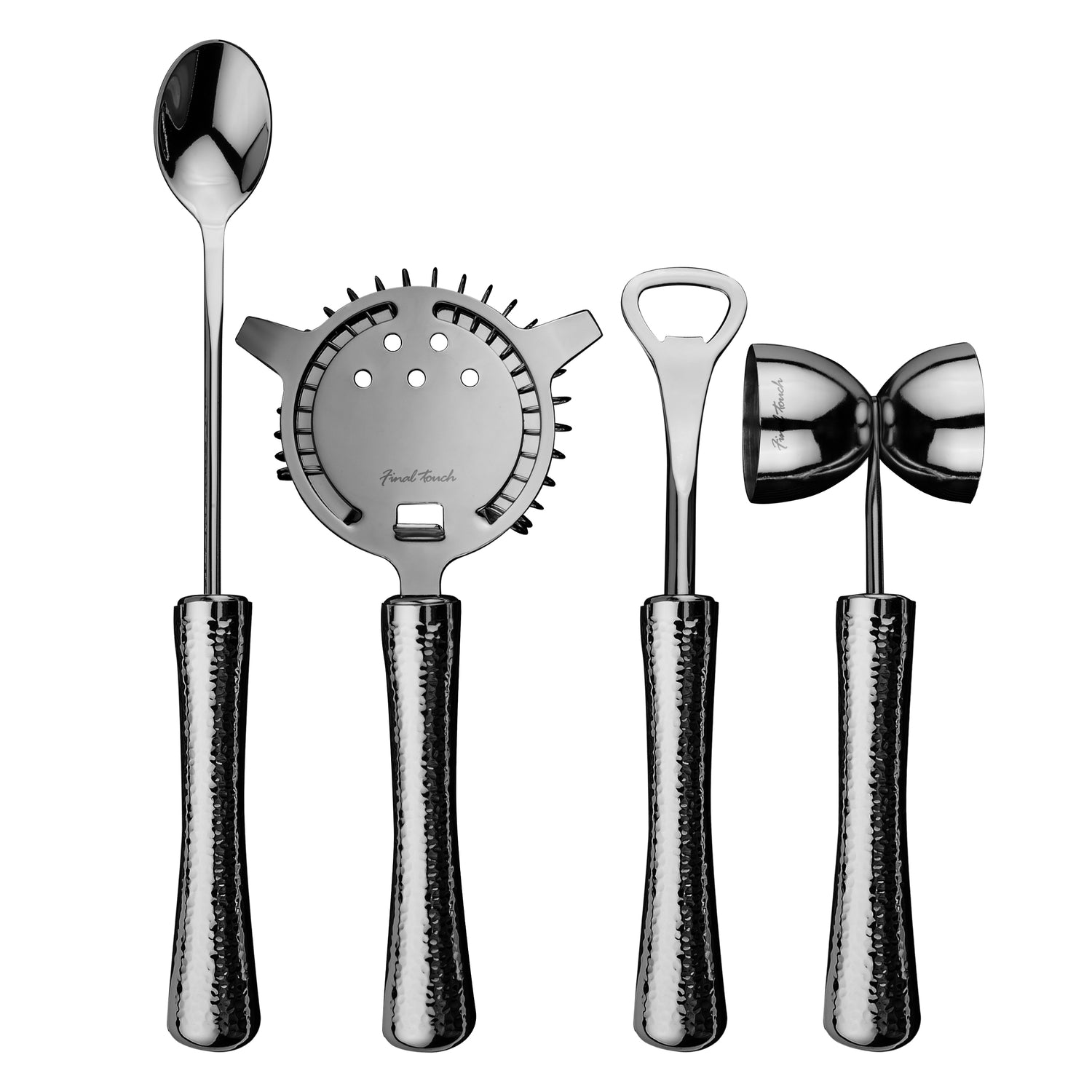 Yarai Cocktail Shaker & Jigger Set - Black Chrome