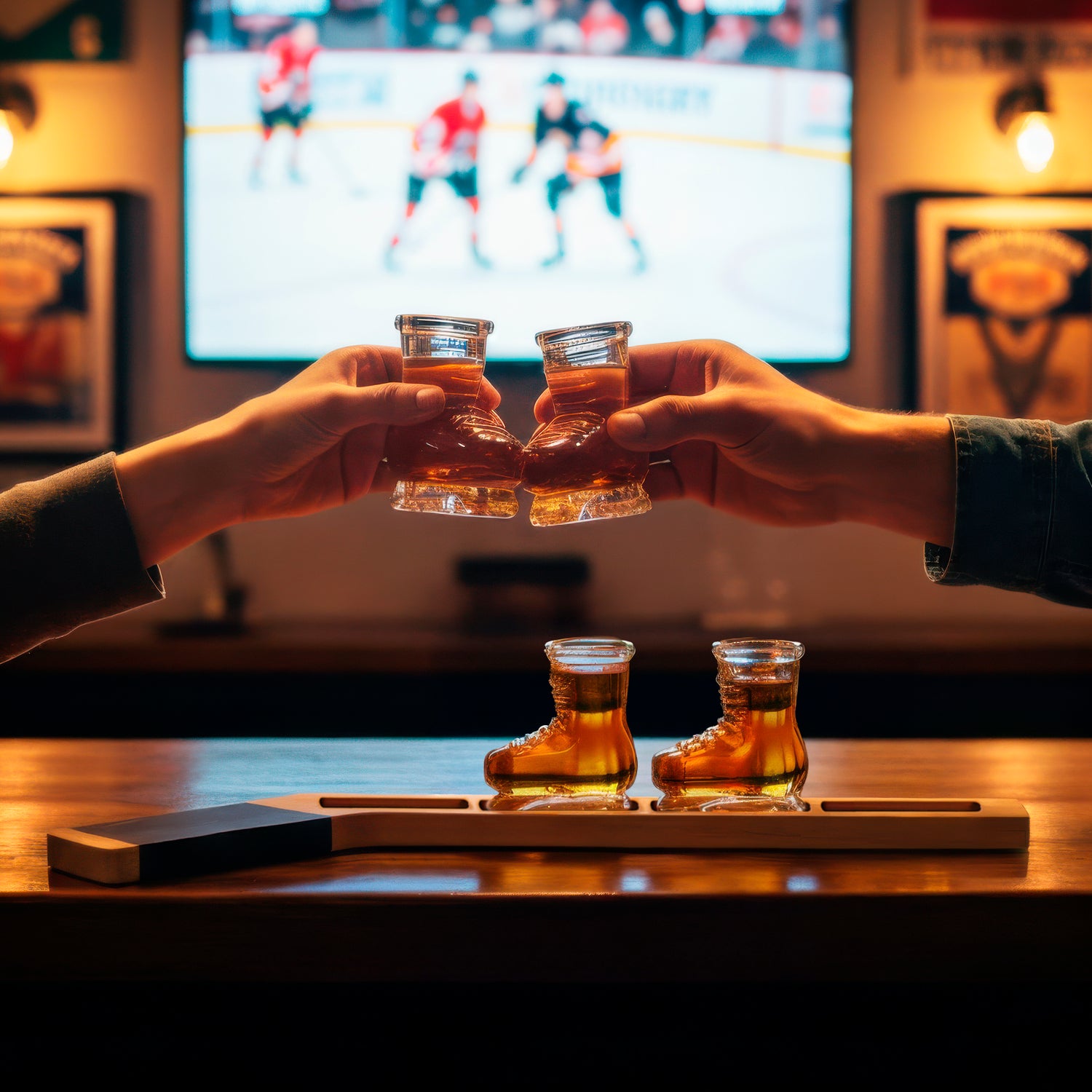 Hockey Stick Shot Glass Flight Set