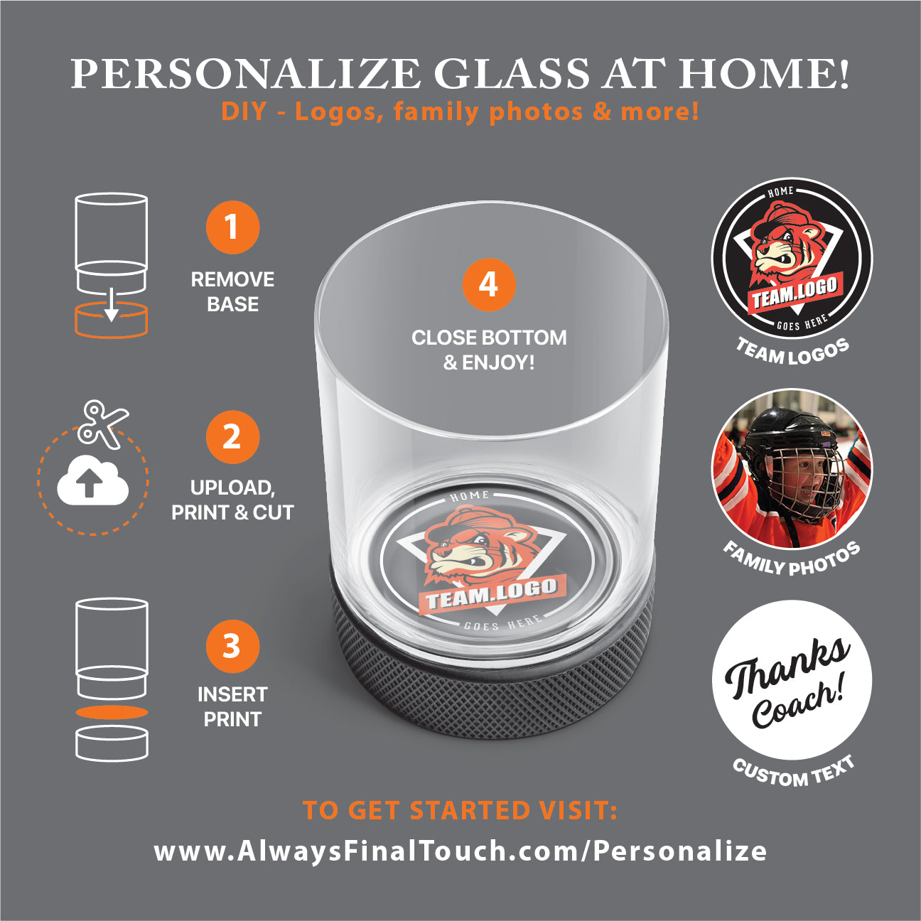 DIY customizable hockey glass