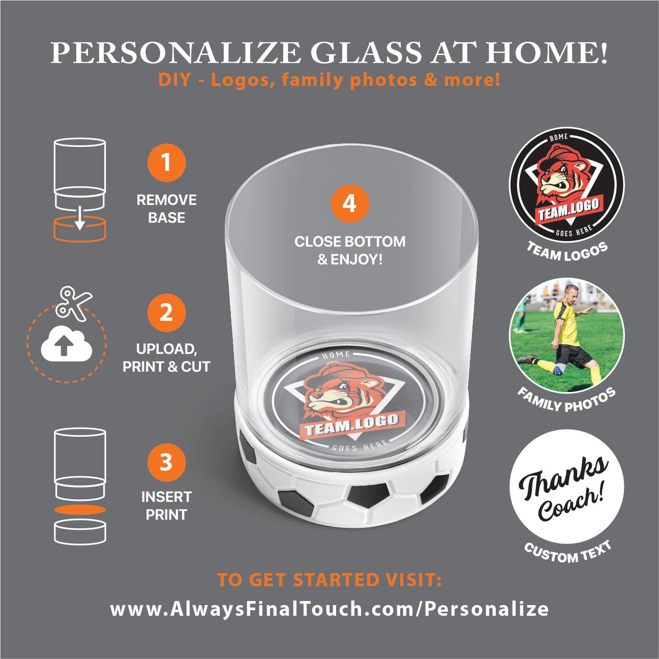 DIY customizable soccer football glass