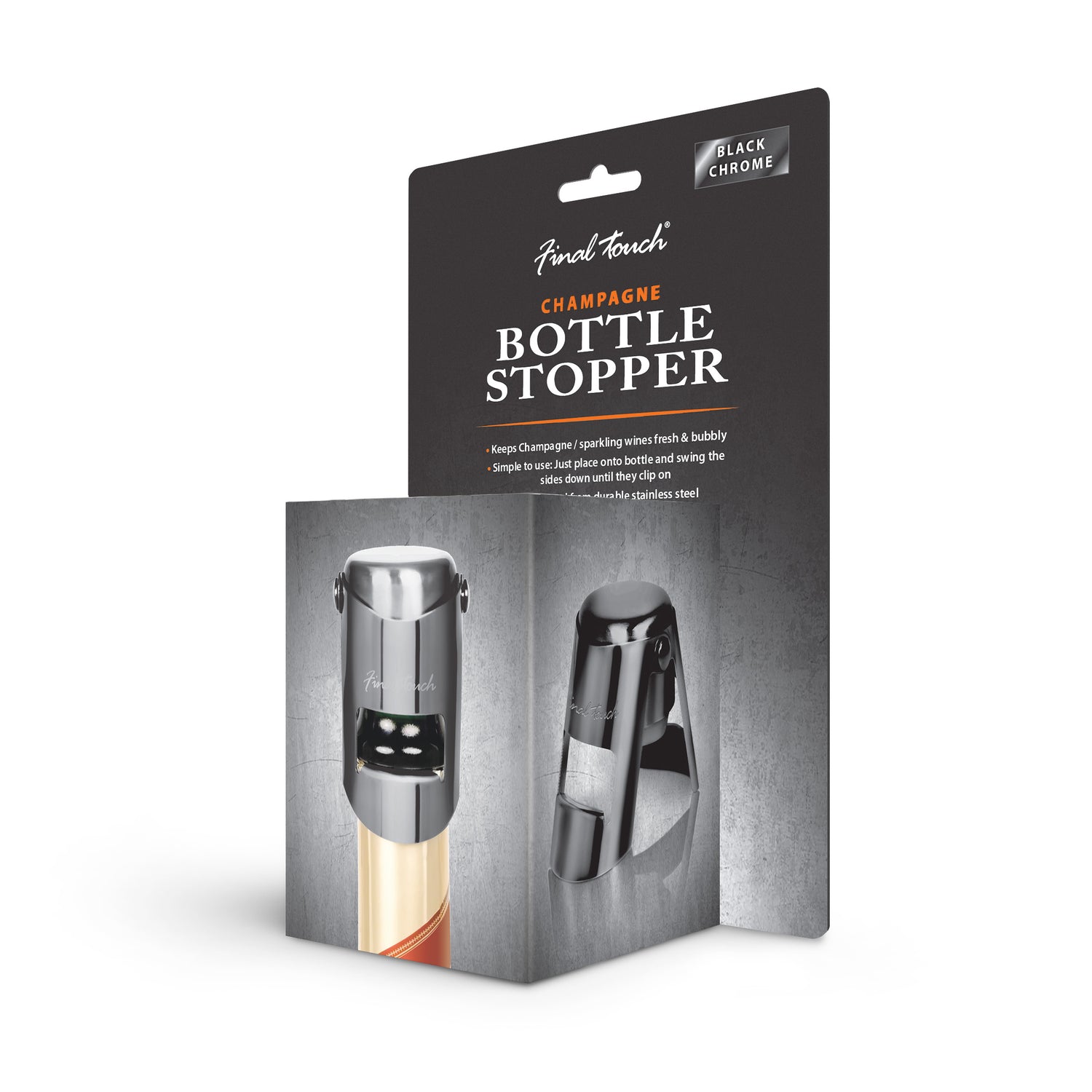 Champagne Bottle Stopper - Black Chrome