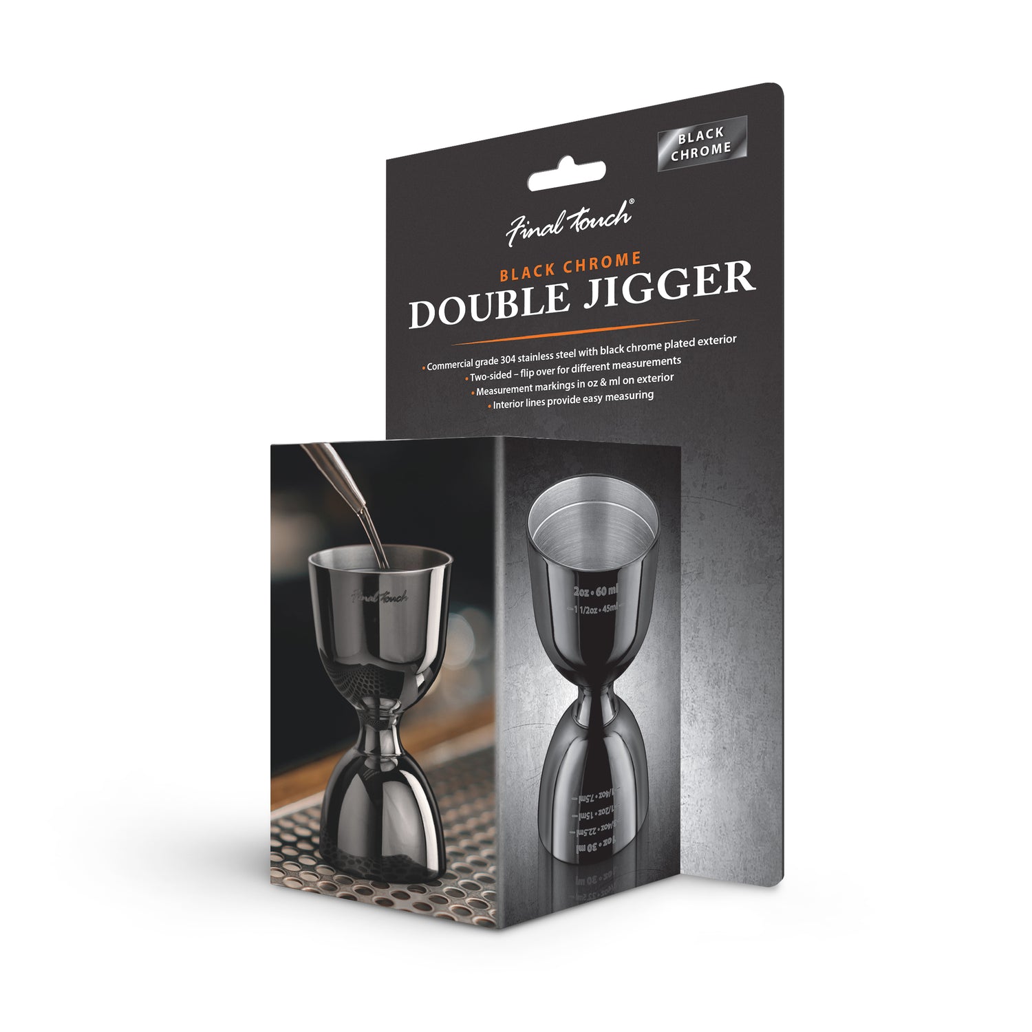 Black Chrome Double Jigger