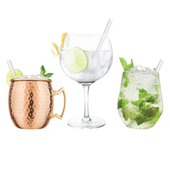 6" Reusable Glass Cocktail Straws - Set of 4