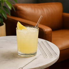 6" Reusable Glass Cocktail Straws - Set of 4