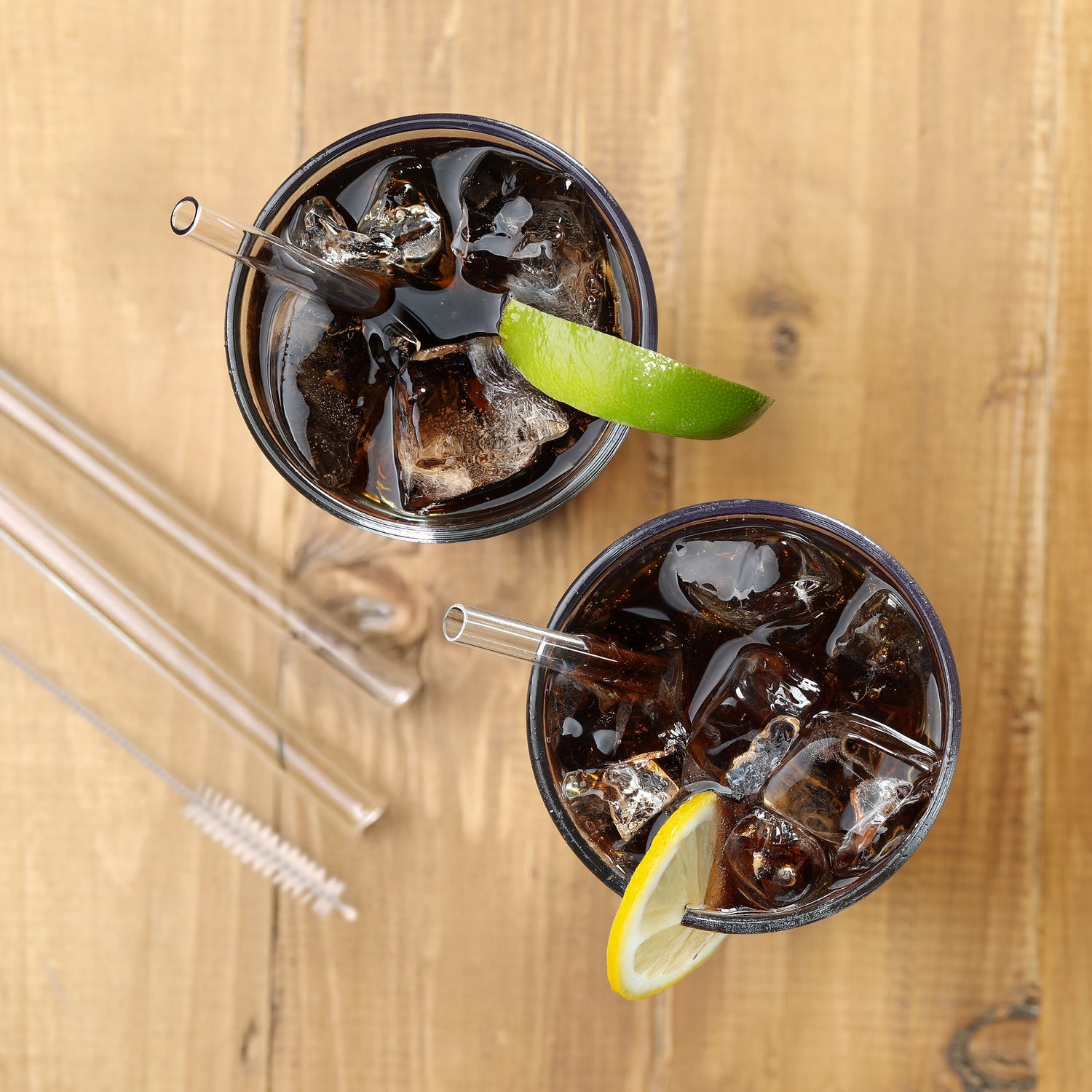 6" Reusable Glass Cocktail Straws - Set of 4