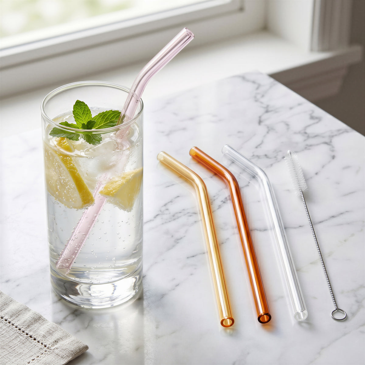 Reusable Glass Straws Final Touch Multicolour