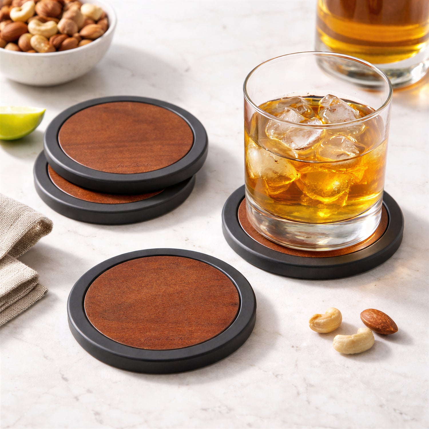 Wood Coasters Whiskey Glass