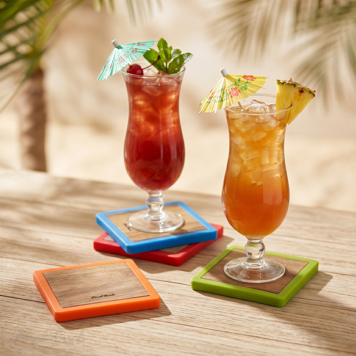 Tropical Wood Tiki Coasters