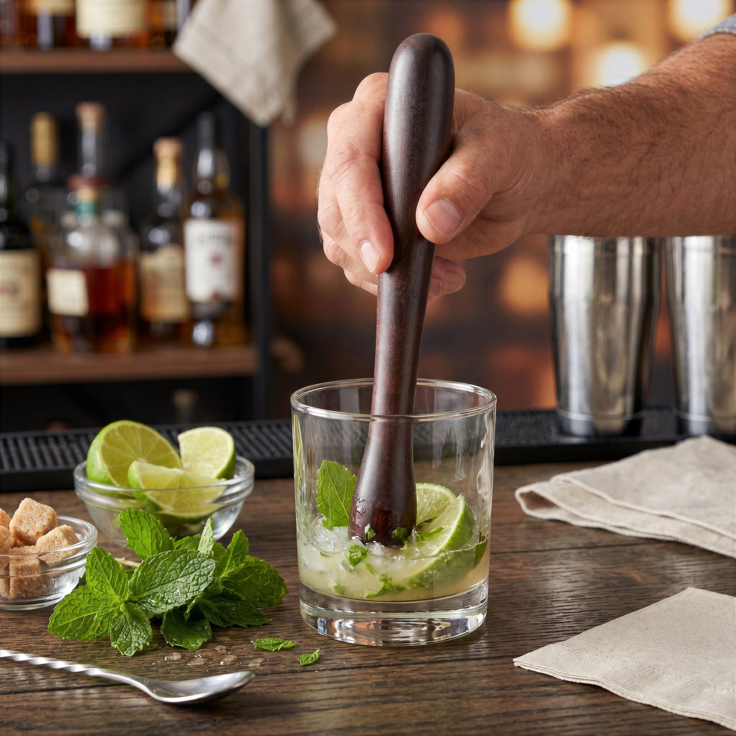 Solid Wood Cocktail Muddler Set of 2