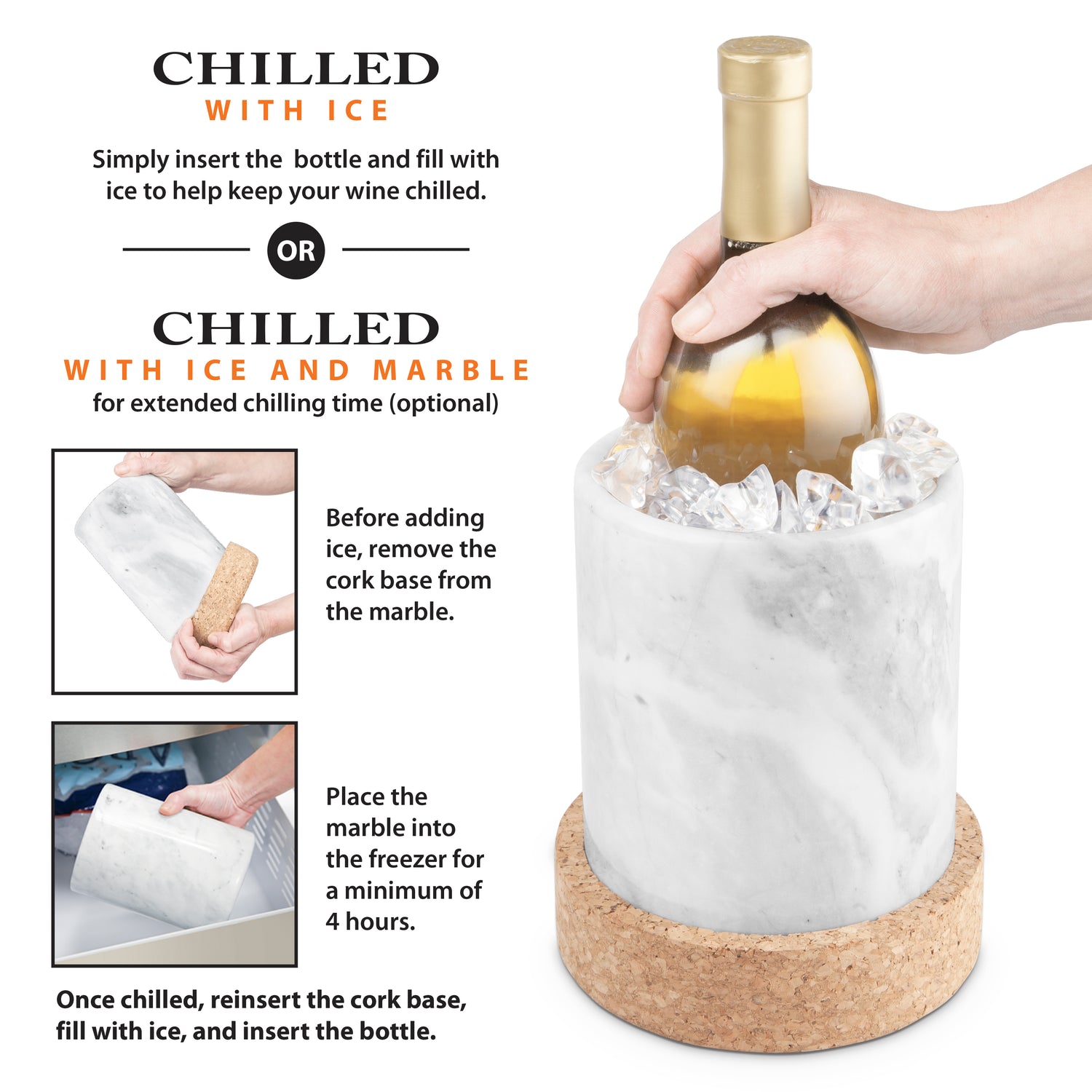 Large Cork & Marble Wine Chiller
