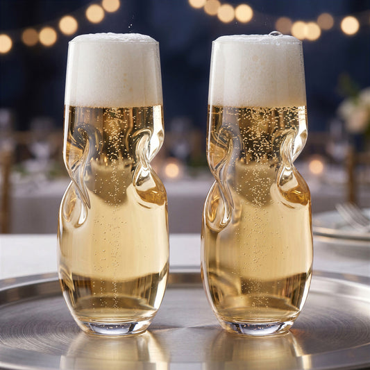 BUBBLES Sparkling Wine / Champagne Stemless Glasses - Set of 2