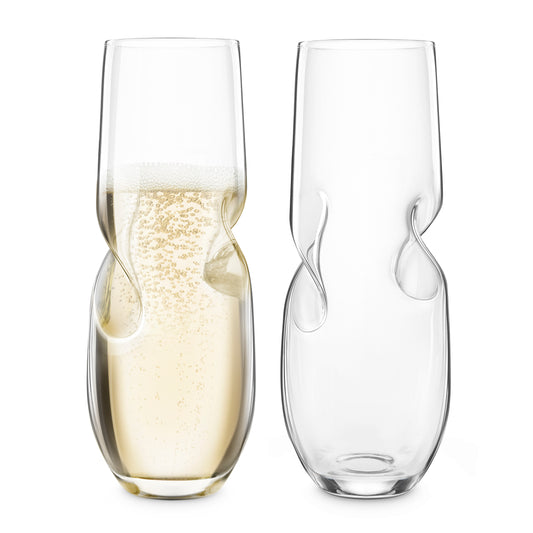 BUBBLES Sparkling Wine / Champagne Stemless Glasses - Set of 2