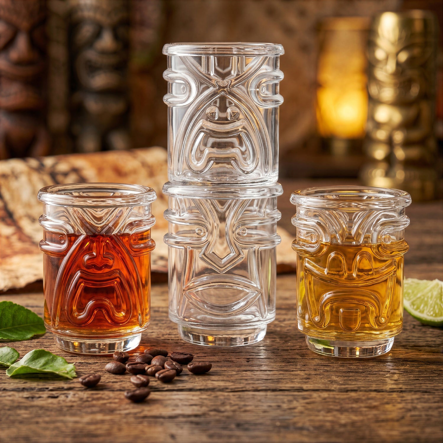 Tiki Shot Glasses - Clear - Set of 4