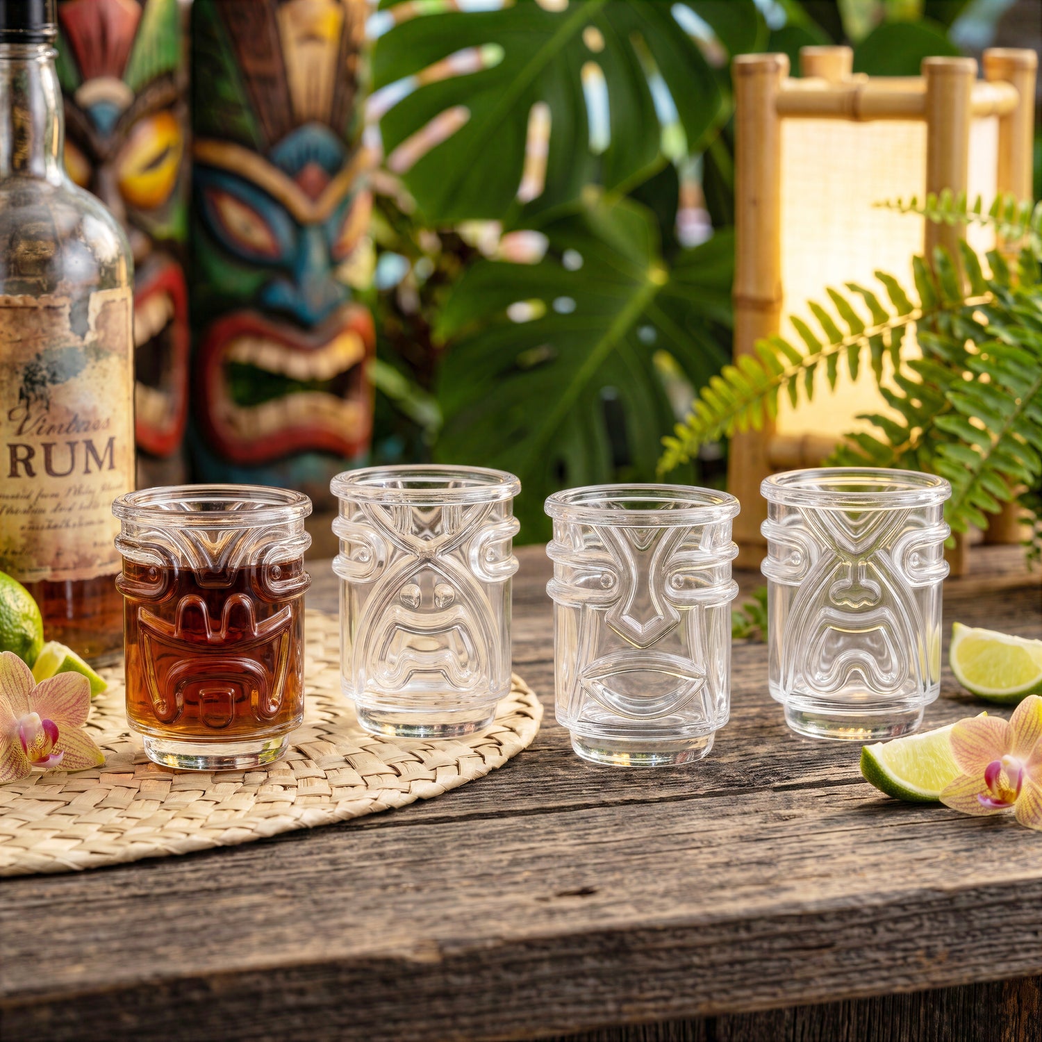 Tiki Shot Glasses - Clear - Set of 4