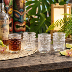 Tiki Shot Glasses - Clear - Set of 4