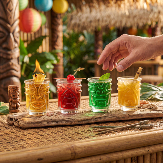 Tiki Shot Glasses - Clear - Set of 4