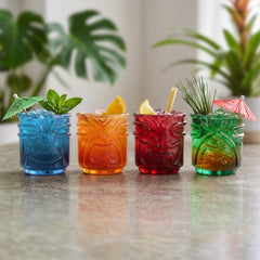 Tiki Tumbler Glasses - Coloured - Set of 4