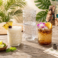 Tiki Tumbler Glasses - Clear - Set of 4