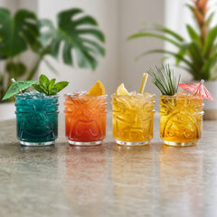 Tiki Tumbler Glasses - Clear - Set of 4