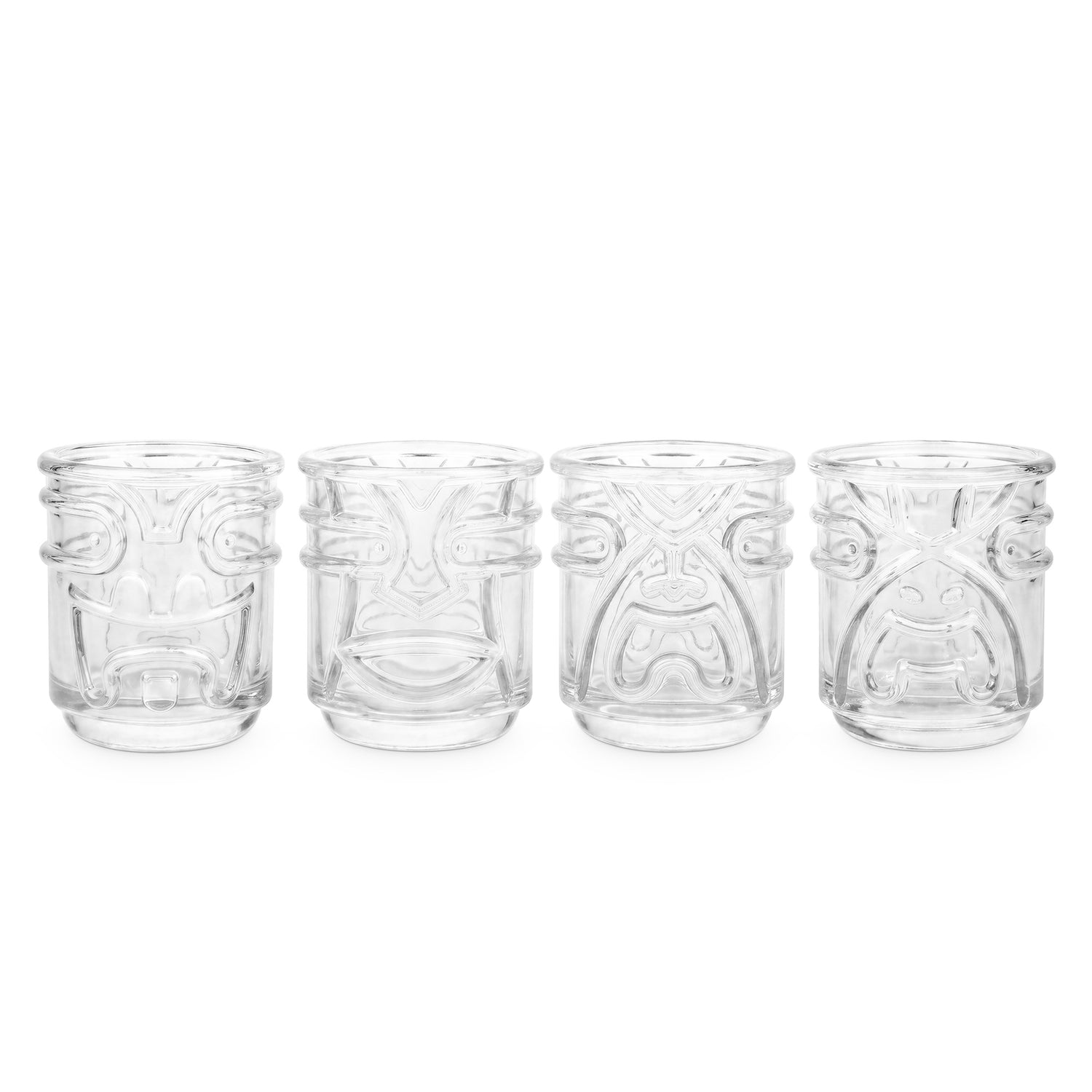 Tiki Tumbler Glasses - Clear - Set of 4