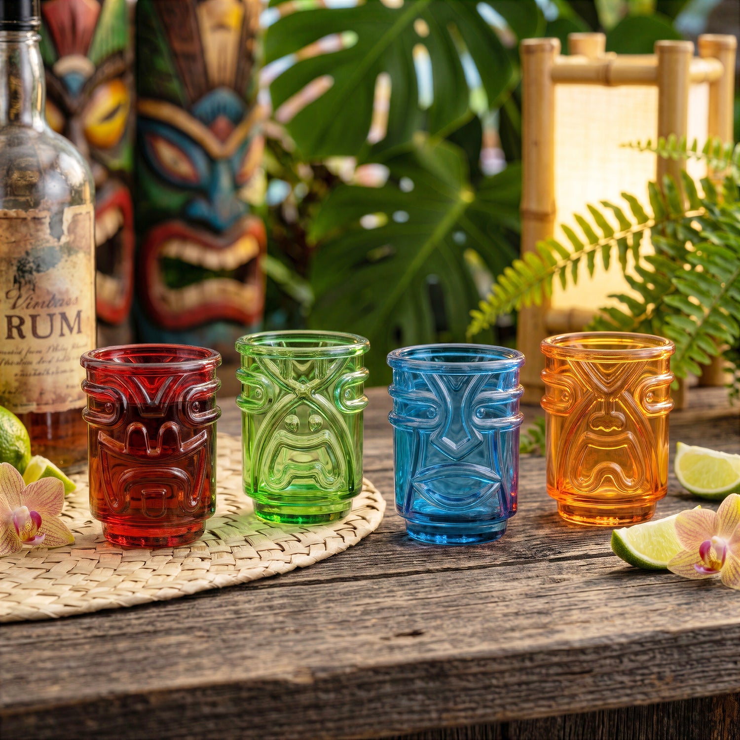 Tiki Shot Glasses - Coloured - Set of 4
