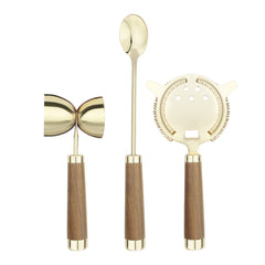 Bartender's Collection 3 Piece Brass Mixing Tool Set