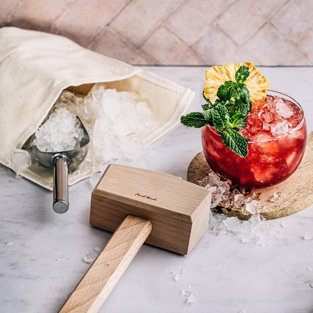 Lewis Ice Bag, Wood Mallet & Ice Scoop