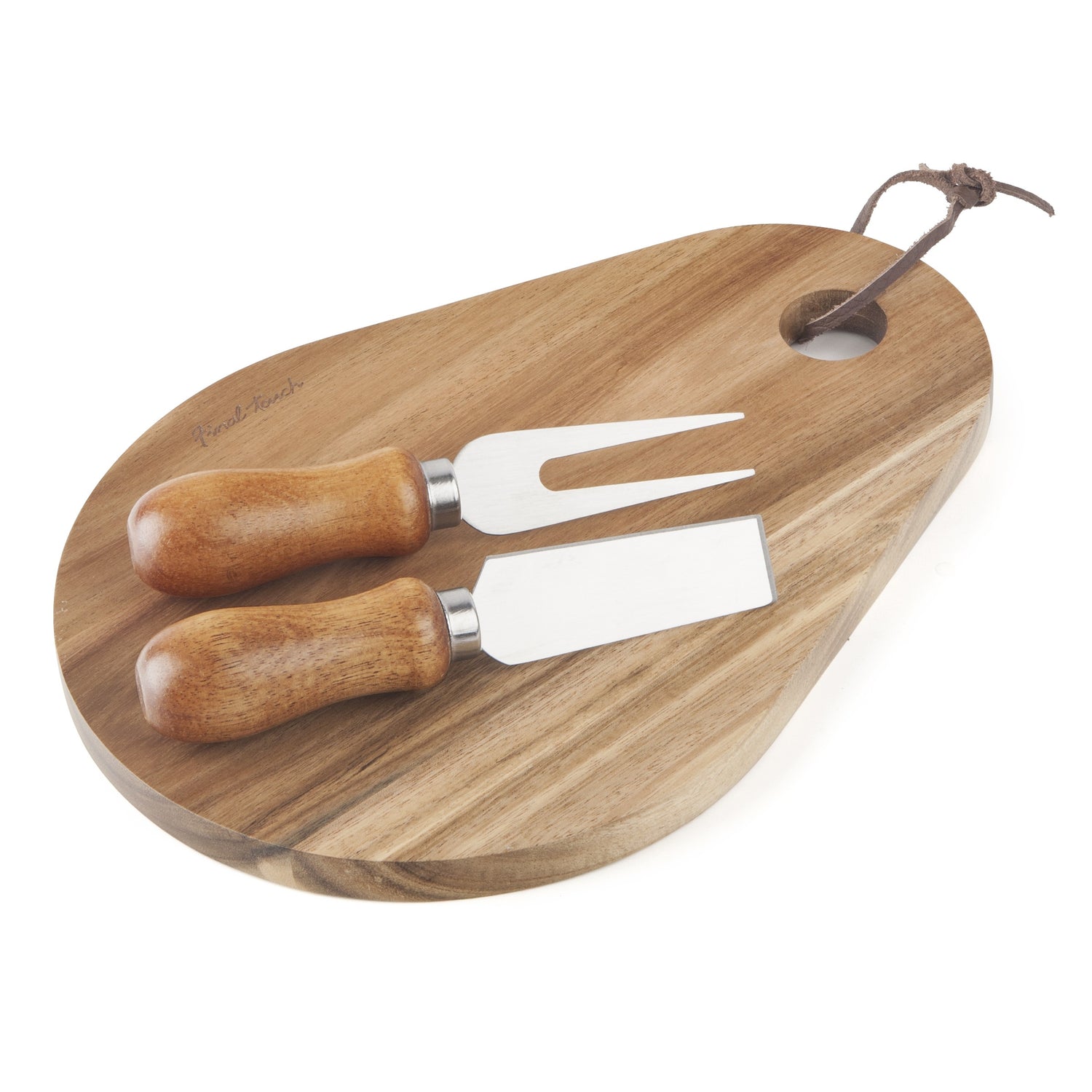 3-Piece Olive Wood Cheese Knife Set with Acacia Cheese Board, 1027327