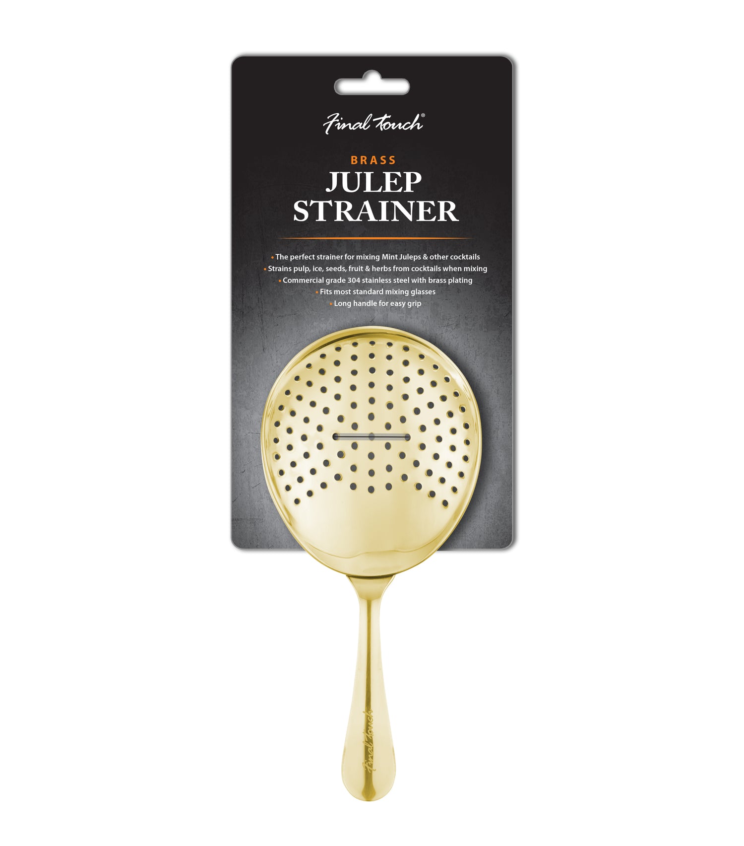 Stainless Steel Julep Strainer with Brass Finish