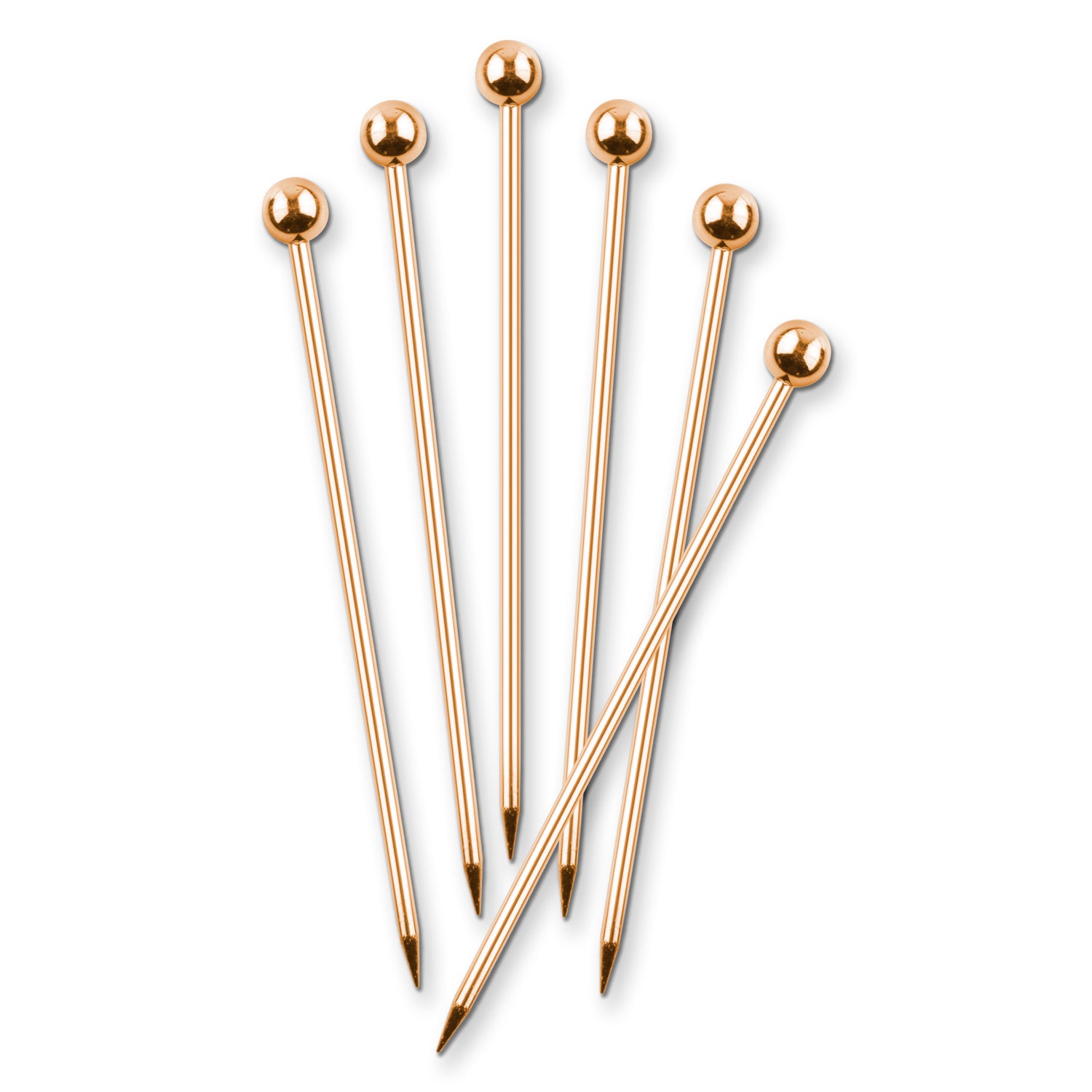 Stainless Steel Cocktail Picks - Copper Finish - Set of 6
