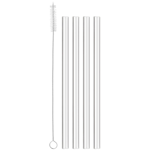 6" Reusable Glass Cocktail Straws - Set of 4