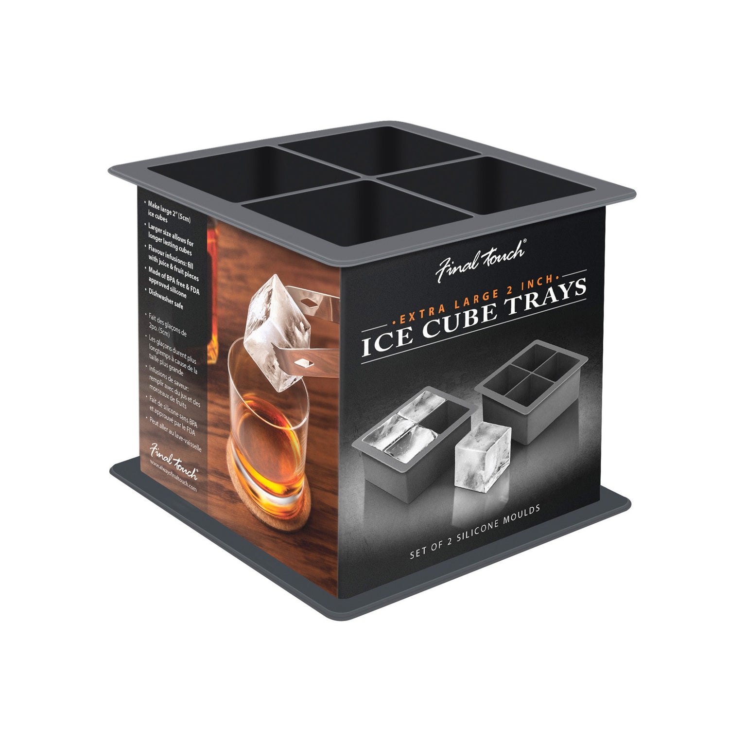 2" Extra-Large 4 Cube Ice Mould - Set of 2