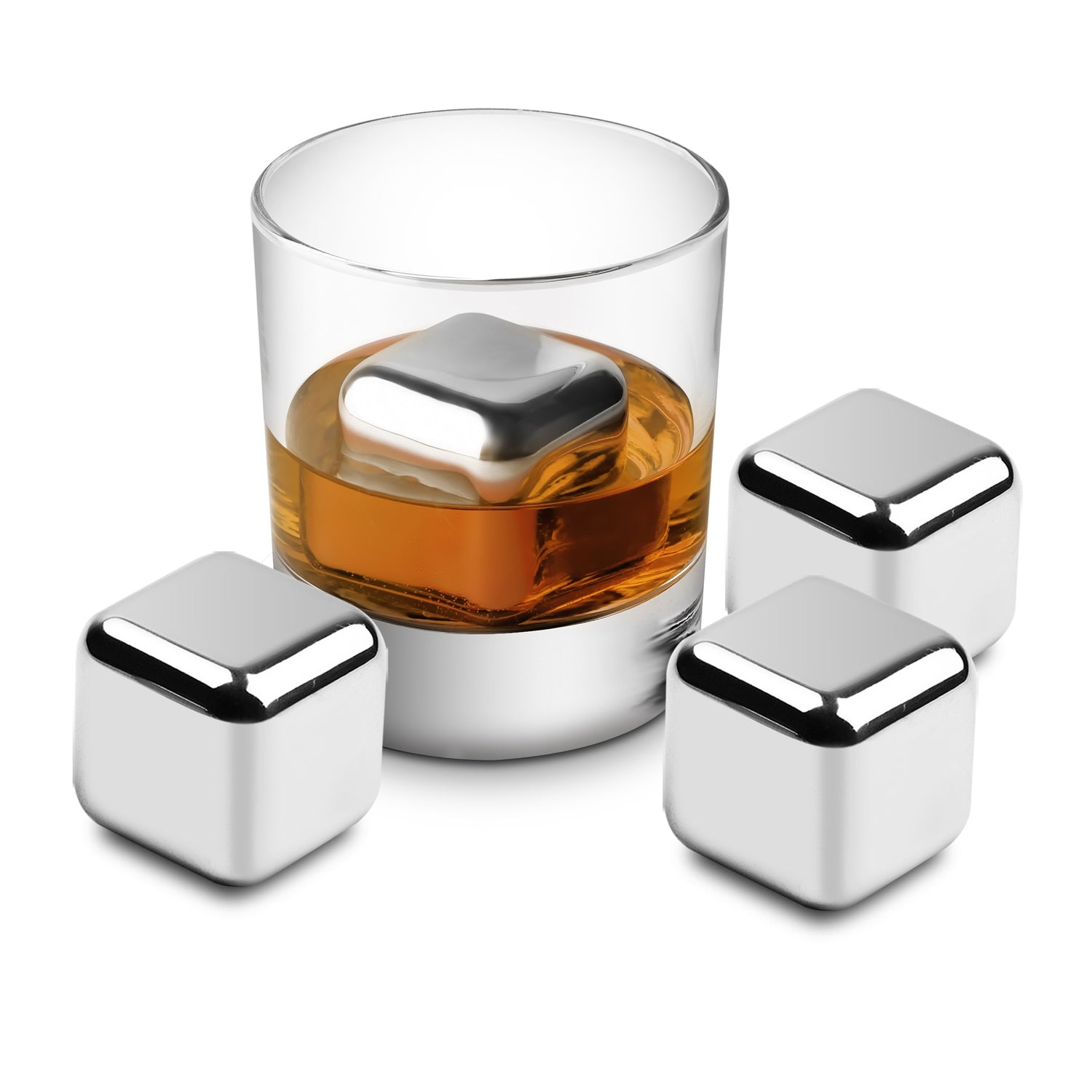 1.75" Stainless Steel Ice Cubes - Set of 4