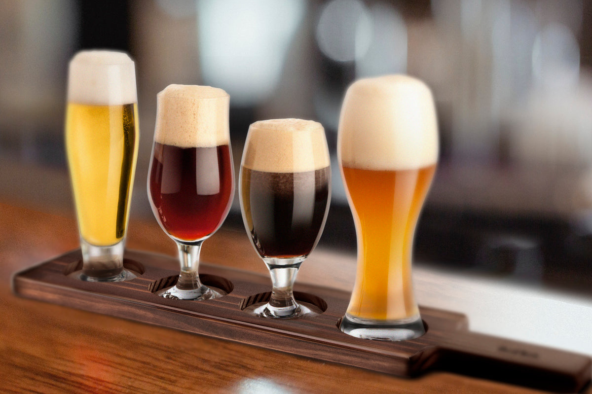 Dark Wood 6 Piece Beer Tasting Paddle Set