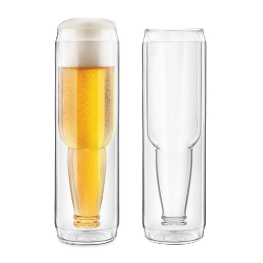 Bottoms Up - Double-Wall Beer Can Glass Set - Set of 2