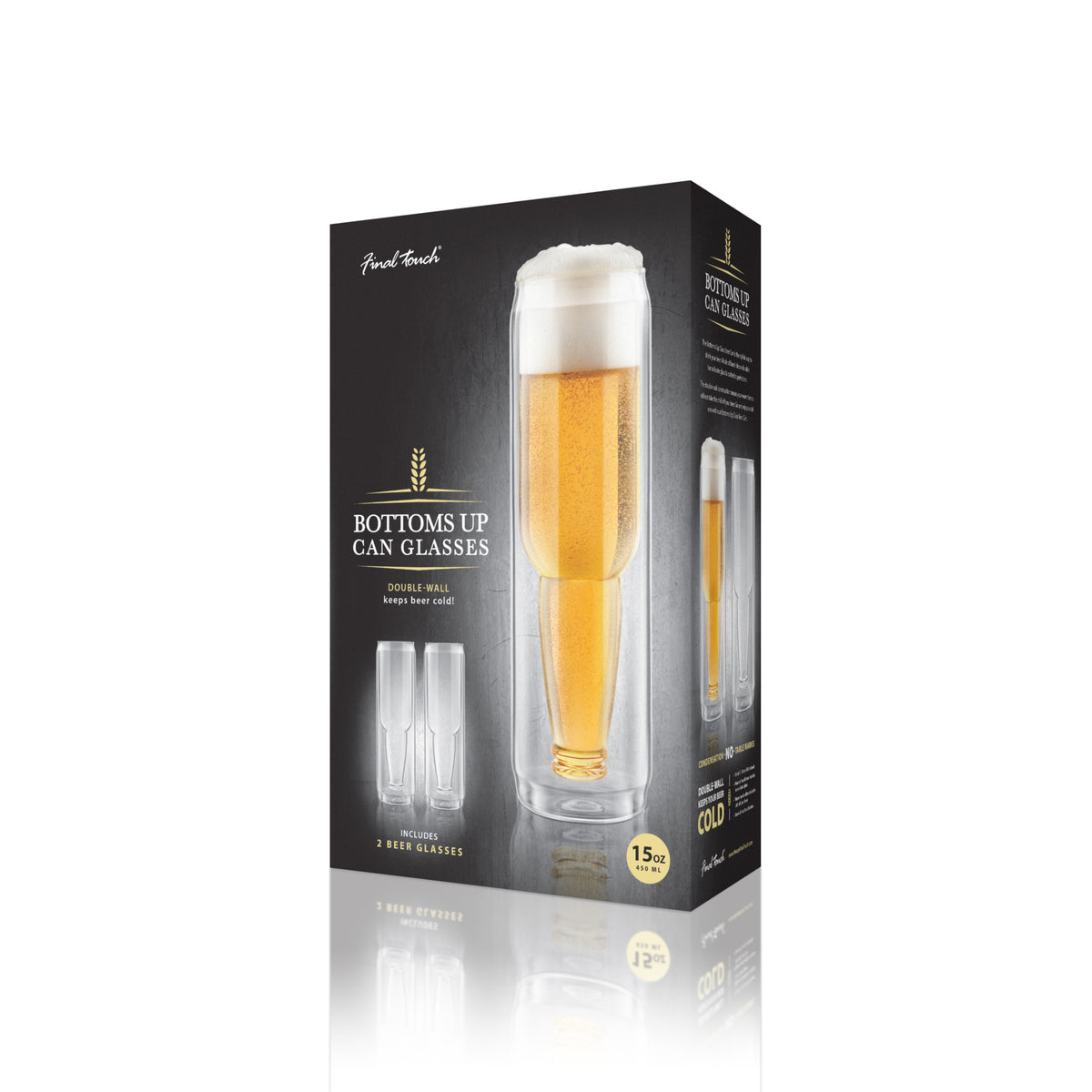 Bottoms Up - Double-Wall Beer Can Glass Set - Set of 2