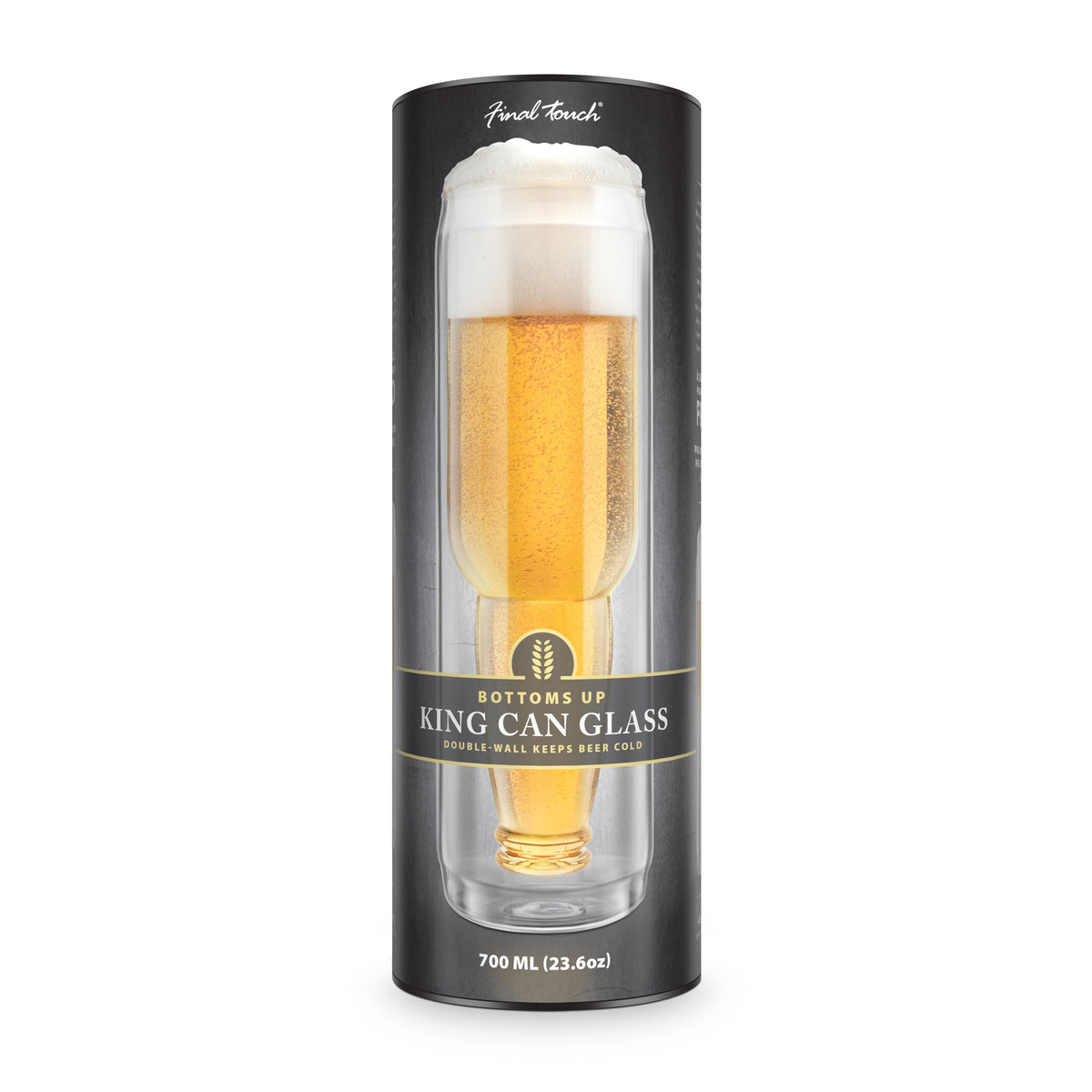 Bottoms Up King Can Beer Glass