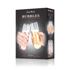 BUBBLES Sparkling Wine / Champagne Stemless Glasses - Set of 2
