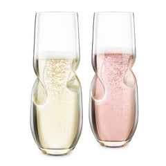 BUBBLES Sparkling Wine / Champagne Stemless Glasses - Set of 2