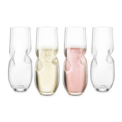 BUBBLES Sparkling Wine / Champagne Stemless Glasses - Set of 4