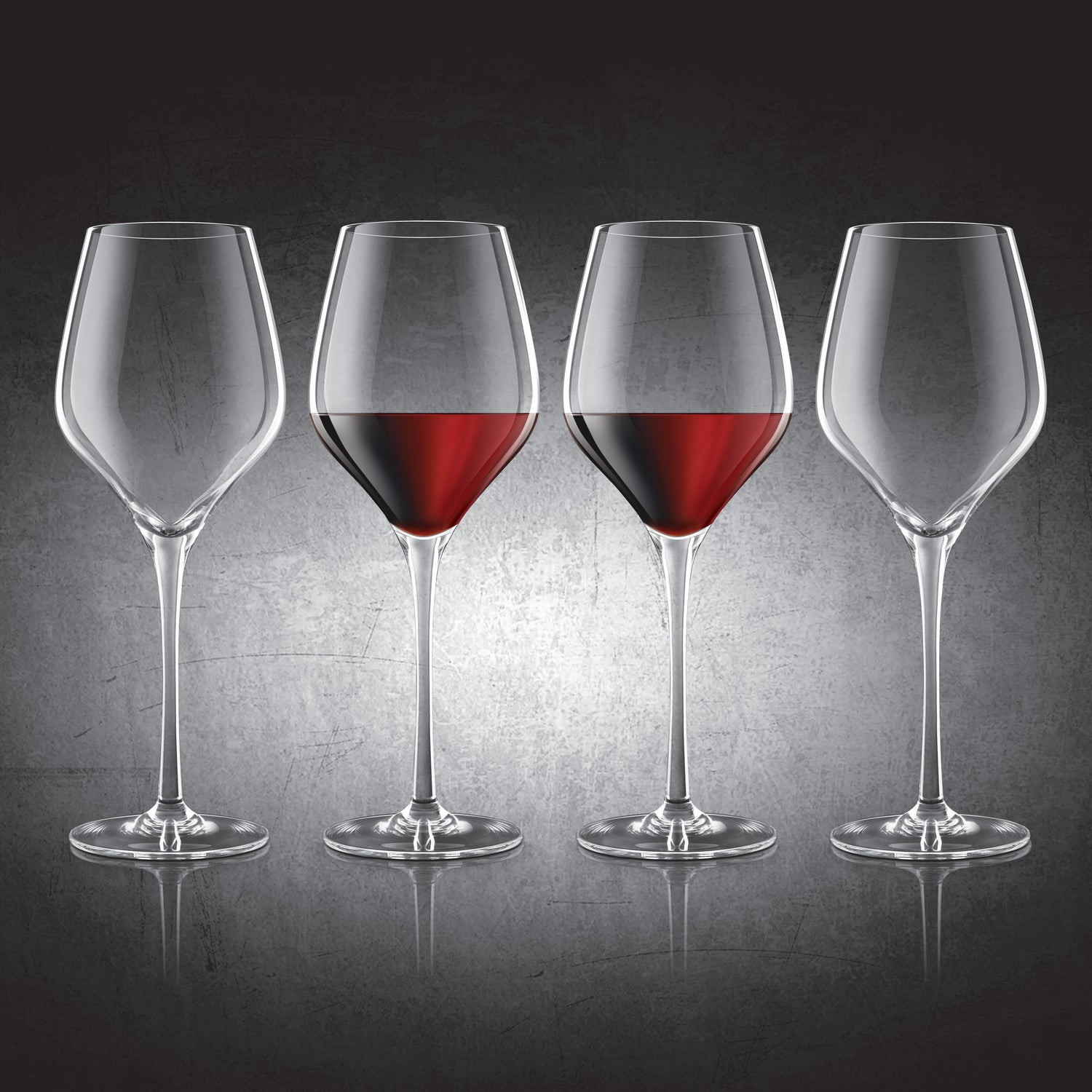 Red Wine Lead-Free Crystal Glasses - Set of 4