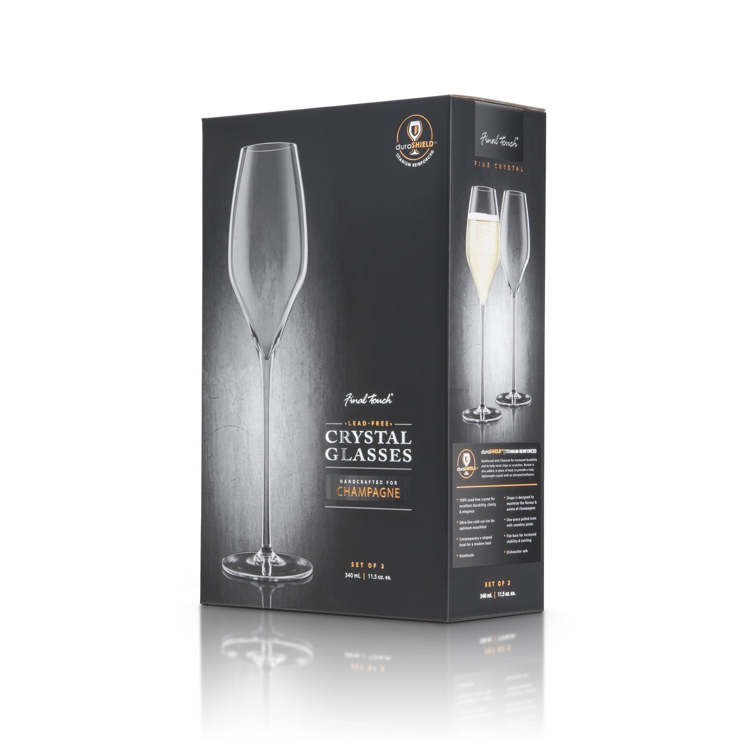 Champagne Lead-Free Crystal Glasses - Set of 2