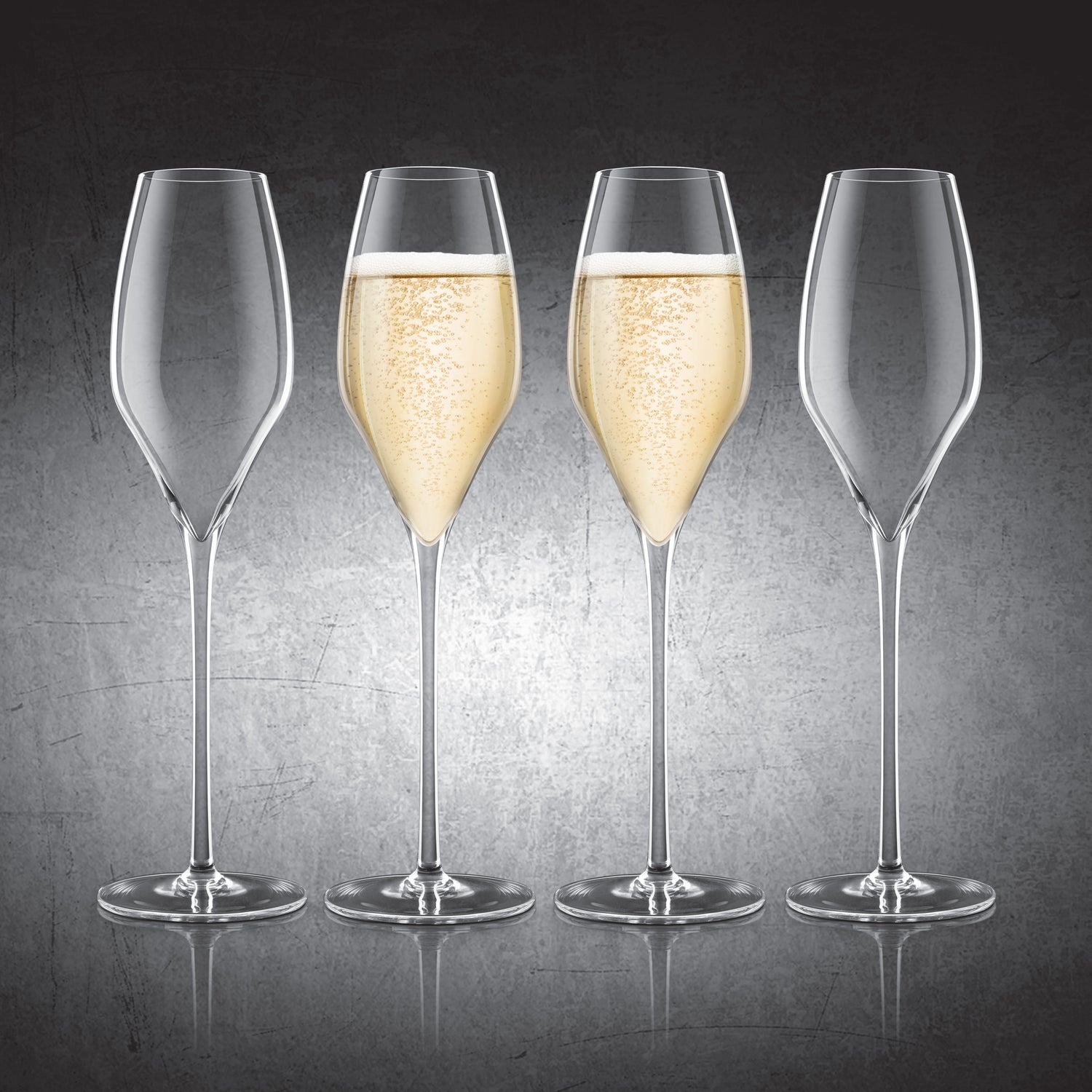 Champagne Lead-Free Crystal Glasses - Set of 4