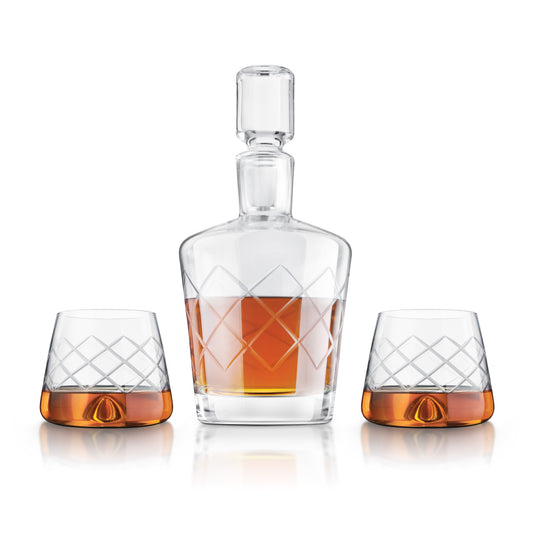 4 Piece Lead-Free Crystal Whiskey Decanter Set