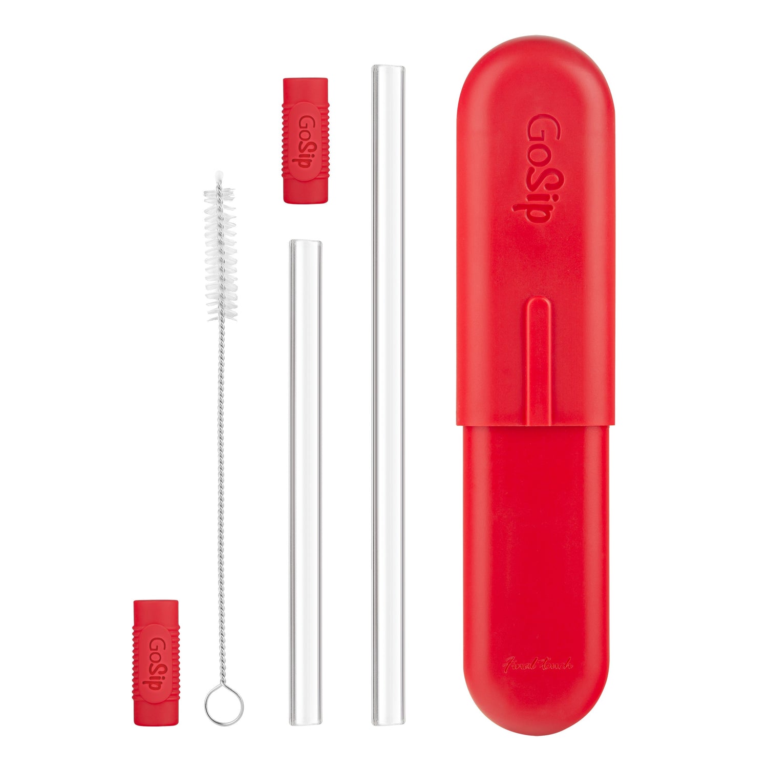 GoSip Glass Reusable Straws - Candy Red