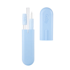 12 Piece CDU GoSip Reusable Straws - Glass - Blue Case