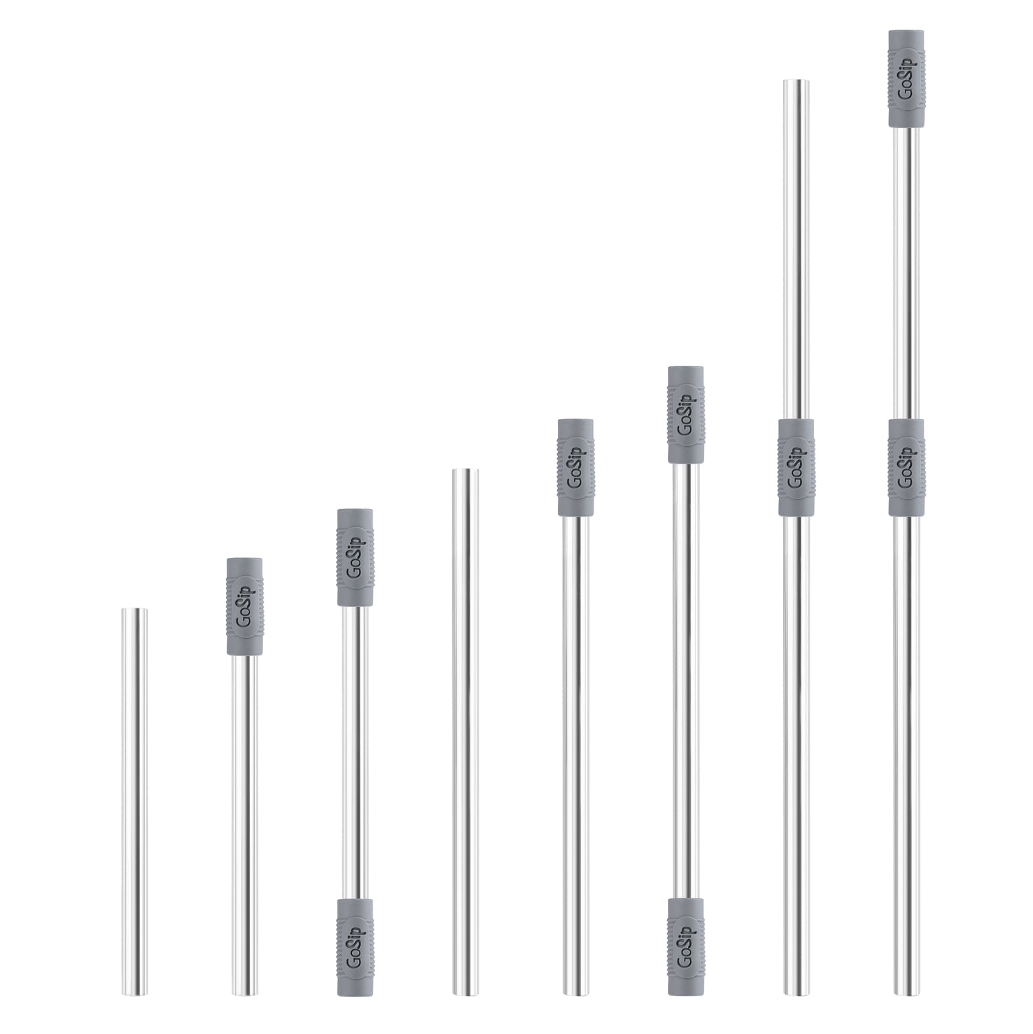 GoSip Stainless Steel Reusable Straws - Grey