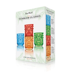 Tiki Tumbler Glasses - Coloured - Set of 4