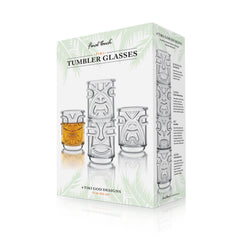 Tiki Tumbler Glasses - Clear - Set of 4